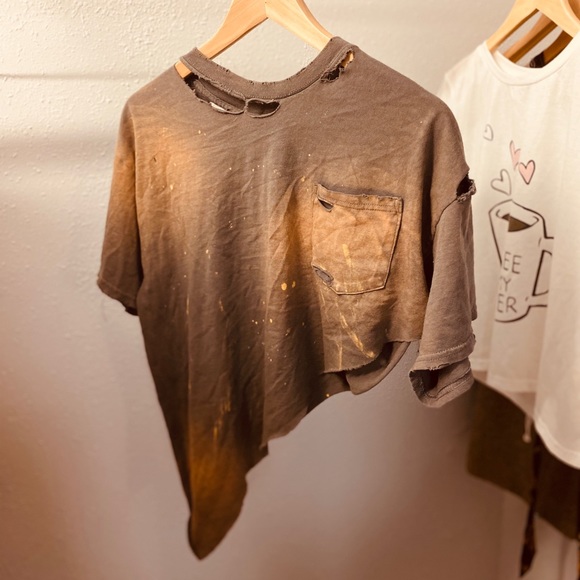 rag & bone Tops - Distressed cropped T-shirt 🧡💛🧡